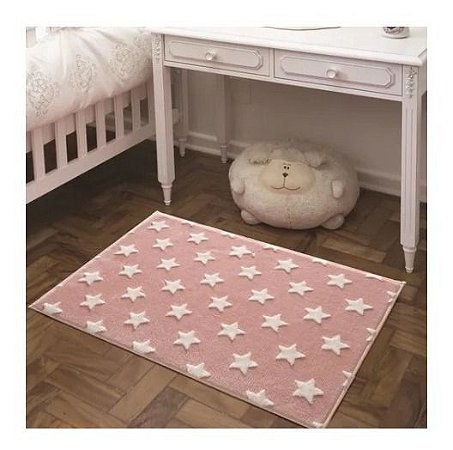 Tapete Infantil Jolitex Mimo Estrelas Rosa 0,70x1,00m