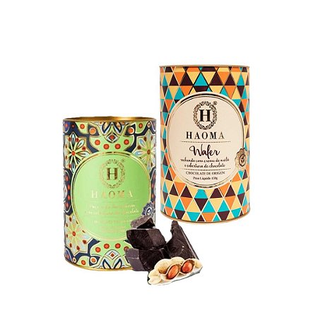 Haoma Bombom Chocolate Belga Wafer e Paçoca 2 Latas Kit