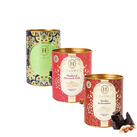 Haoma Bombom Chocolate Belga Paçoca/Amorilo/Amendoim 3 Latas