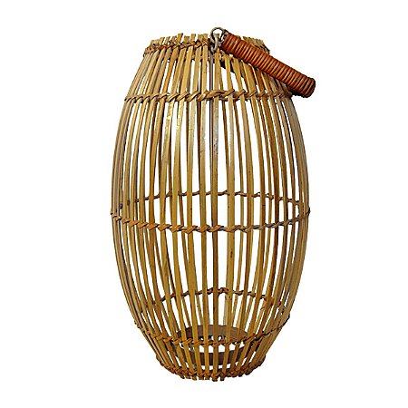 Lanterna Luminária Em Rattan Decorativa Bambu Jolitex 35cm