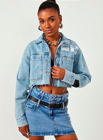 Jaqueta Cropped Fio a fio Jeans CLC