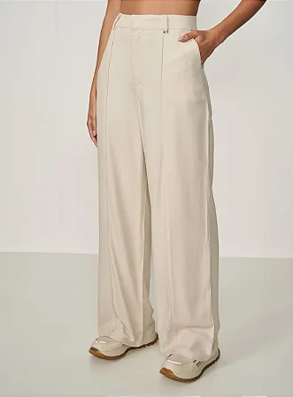 Calça CLC Pantalona Viscose Bege