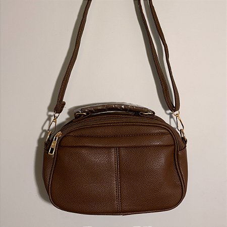 Crossbody marrom em couro ecológico