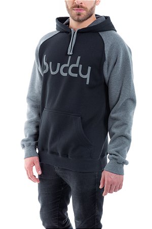 Blusa Moletom Black Raglan Logo