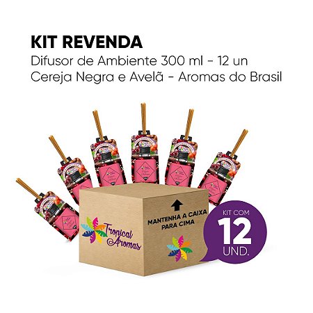 Kit Revenda Difusor Cereja Negra E Avelã 300 ml - 12 UN