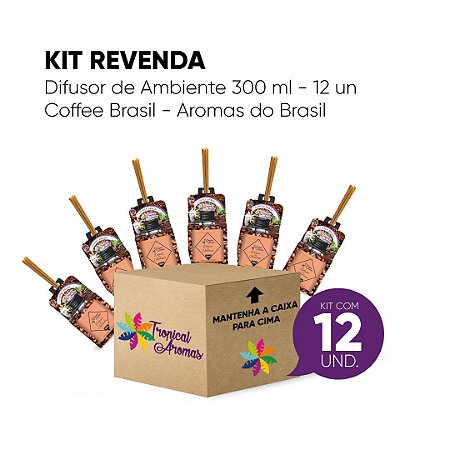 Kit Revenda Difusor Coffee Brasil 300 ml - 12 UN