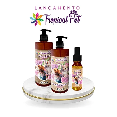 Kit Banho para Pet Shampoo+Condicionador+ Perfume - Tropical Pet