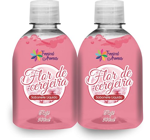 Kit Refil Sabonetes Líquido Flor de Cerejeira500ml - Tropical Aromas