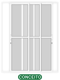 PORTA DE CORRER PANORÂMICA 3 FOLHAS MÓVEIS - BRANCO