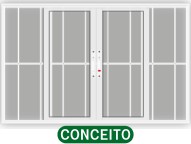 VITRÔ PANORÂMICO 4 FOLHAS C/GRADE - BRANCO