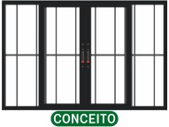 VITRÔ PANORÂMICO 4 FOLHAS C/GRADE - BLACK