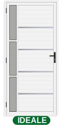 PORTA DE GIRO LAMBRIL 3 VIDROS LATERAIS C/FRISO C/MAÇANETA - BRANCO