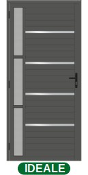 PORTA DE GIRO LAMBRIL 3 VIDROS LATERAIS C/FRISO C/MAÇANETA - BLACK