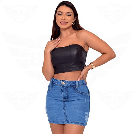 Mini Saia Jeans - EWF Jeans - Azul Claro