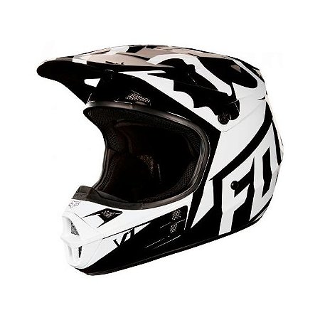 Capacete Para Quadri FOX V1 Race - Preto|Branco