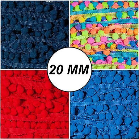 Fita Grelot Pompom 20 mm - Rolo com 25 Metros