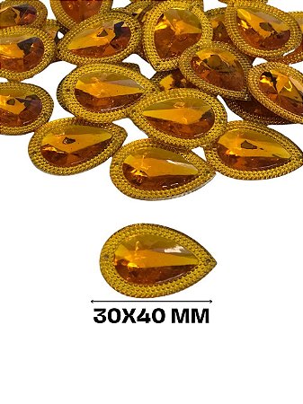 CHATON ACRILICO 30X40MM HBZK 2404 DOURADO 100PCS