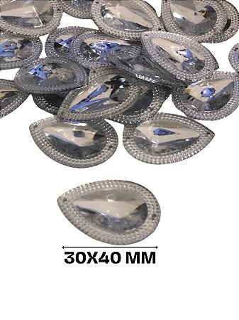 CHATON ACRILICO 30X40MM HBZK 2404 PRATA 100PCS