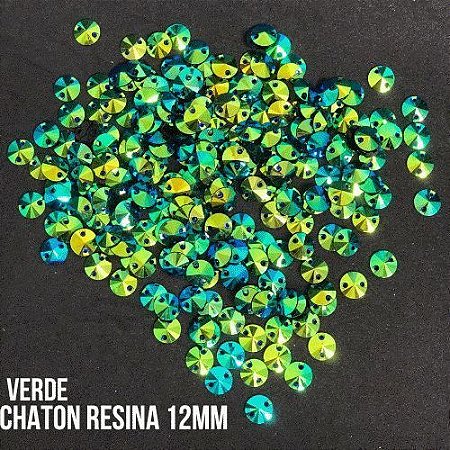 CHATON RESINA 12MM HBFM 2404 VERDE AB 500PCS