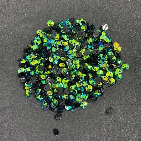 CHATON RESINA 8MM HBFM 2402 PRETO AB 2000PCS