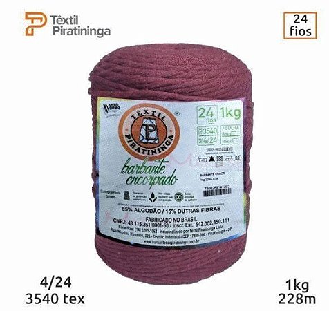 BARBANTE ENCORPADO 24 FIOS COR BORDO 1KG