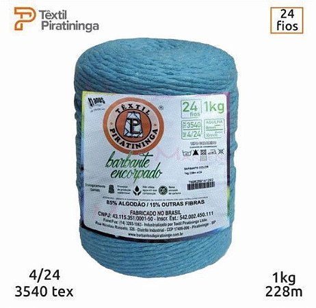 BARBANTE ENCORPADO 24 FIOS COR AZUL TURQUESA 1KG