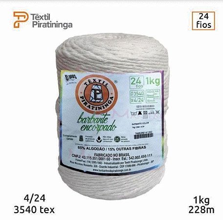 BARBANTE ENCORPADO 24 FIOS COR BRANCO 1KG