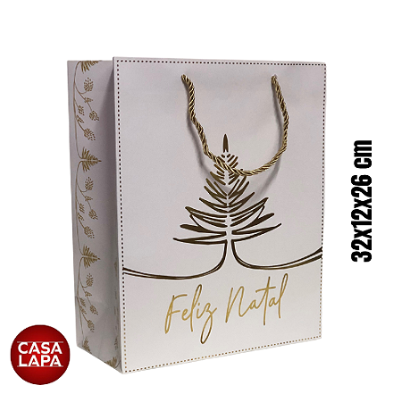 SACOLA DE PAPEL COM HOT STAMPING DOURADA (BRANCO DOURADO) 90822-001