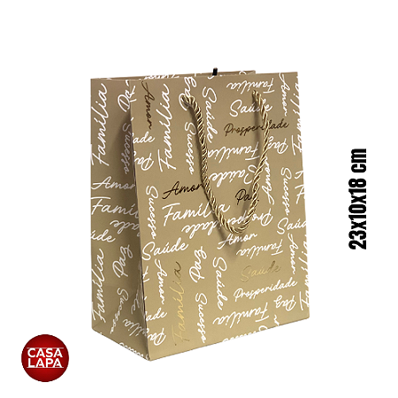 SACOLA DE PAPEL COM HOT STAMPING DESEJOS (BRANCO DOURADO) 90746-001