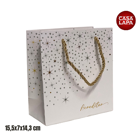 SACOLA DE PAPEL COM HOT STAMPING CELEBRAR (BRANCO DOURADO) 90678-001