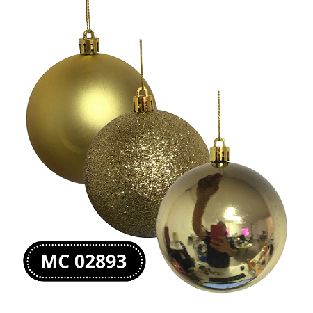 BOLA NATALINA DECORADA 10 CM C/ 6 UND