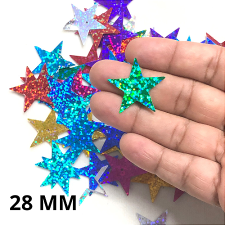 PAETE ESTRELA HOLOGRÁFICO MULTICOR 28 MM PAE 18