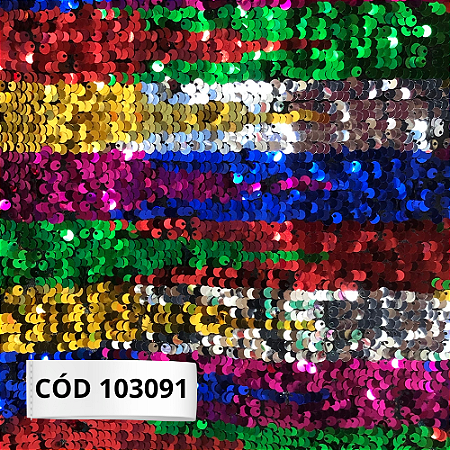 TECIDO PAETÊ COLORIDO ARCO IRIS