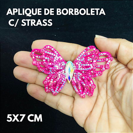 APLIQUE DE BORBOLETA C/ STRASS