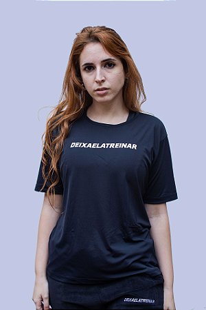 CAMISA MANGA CURTA PRETA BÁSICO DEIXA ELA TREINAR