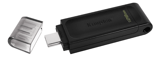 PEN DRIVE KINGSTON DATATRAVELER 70 128GB PRETO - USB-C - DT70/128GB