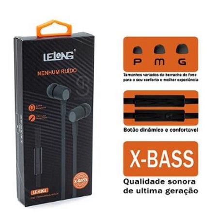 FONE DE OUVIDO P2 C/ MIC LELONG PRETO LE-0201