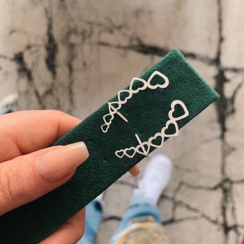 Brinco ear cuff corações em prata 925