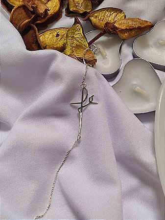 Pulseira FÉ grande em prata 925
