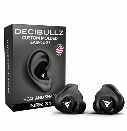 Decibullz - Tampões de ouvido moldados personalizados, NRR mais alto de 31 dB, proteção auditiva confortável para tiro, viagens, trabalho e shows