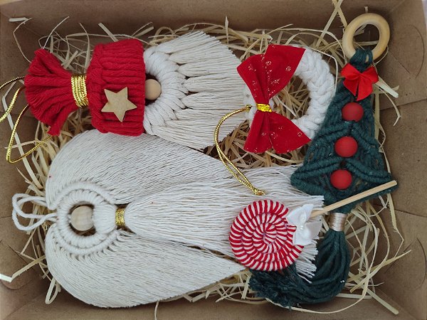 Kit de enfeites de natal em macramê