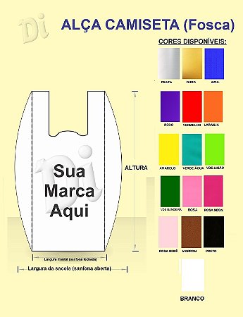 Sacola Plástica _ Alça camiseta _ BRANCA e PRETA/COLORIDA (fosca).