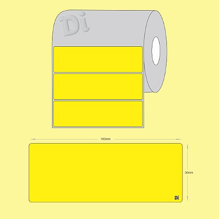 Etiqueta Couchê adesivo 100x30 - amarelo