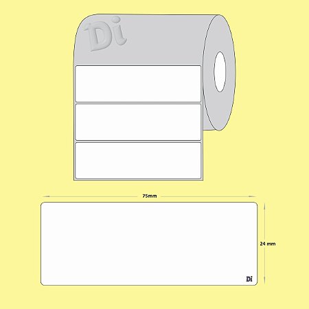 Etiqueta Couchê adesivo 75mm x 24mm - branco