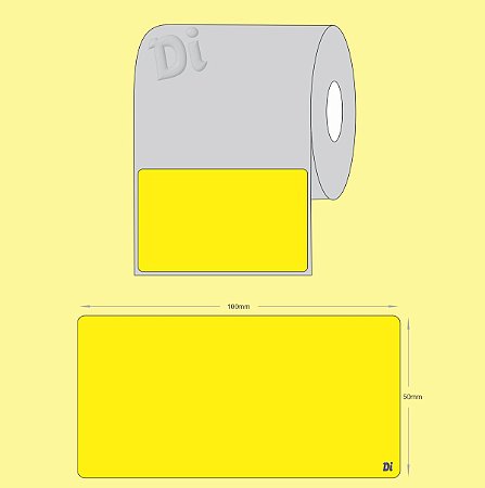Etiqueta Couchê adesivo 100mm x 50mm - amarelo