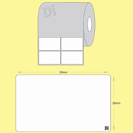 Etiqueta BOPP adesivo 50mm x 30mm x 2 - Branco