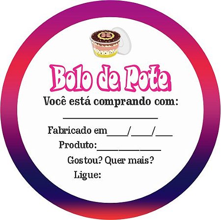 100 Adesivos  Bolo no Pote 4CM Redondo Glossy 135Gr.