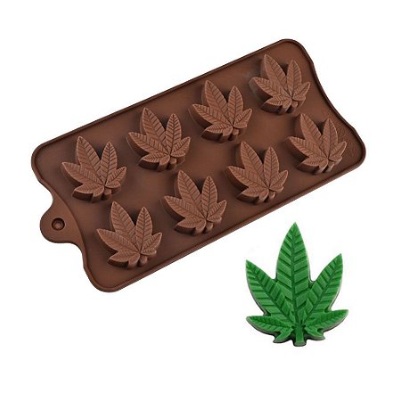 Molde de Silicone Folha Cannabis Erva Maconha Chocolate Biscuit Resina Sabonete