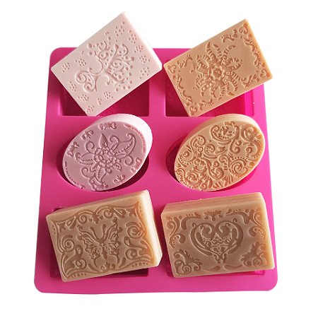 Molde de Silicone para Sabonete 6 Desenhos Diferentes S04