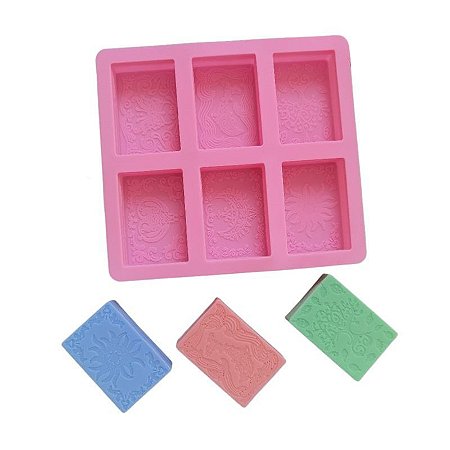 Forma Molde de Silicone Sabonete Artesanal 6 Desenhos Diferentes S02